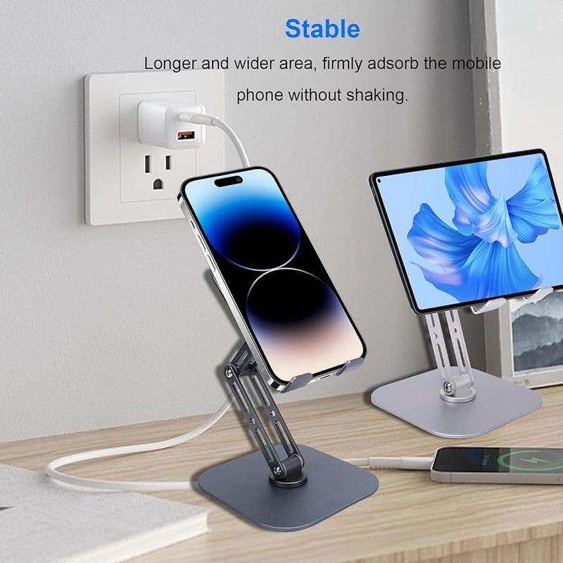 Silver Adjustable Foldable 360 Rotating Metal Tablet Stand Holder For Desk - Image 2